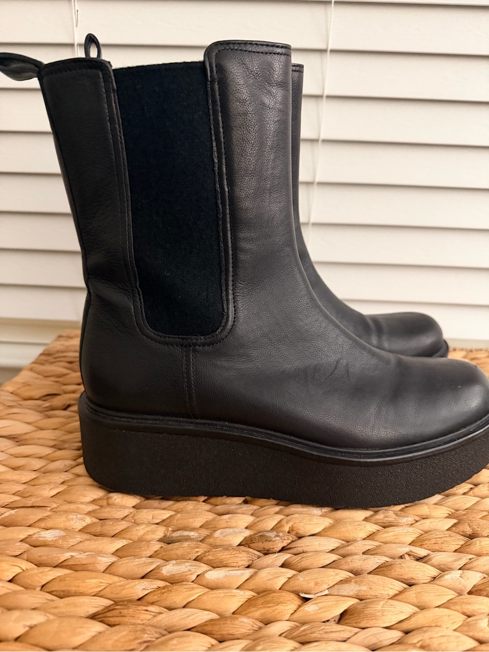 Black Platform Chelsea Boots - Women